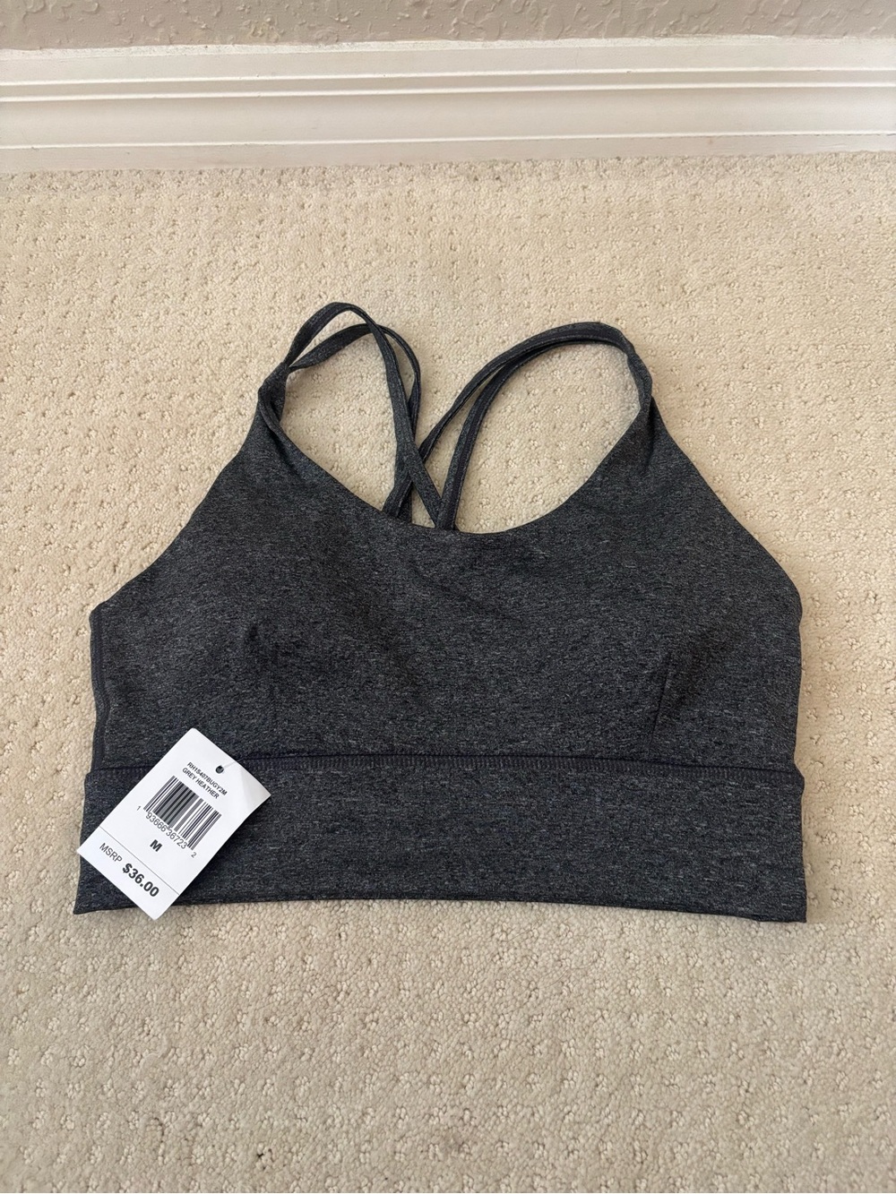 Gray Strappy Bralette - Sports Bra Removable Cups Women Intimates Sz Med 8-10